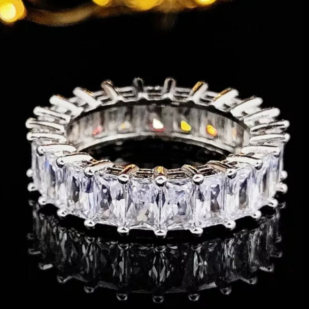 925 Sterling Silver Square Stone Cubic Zirconia Ring